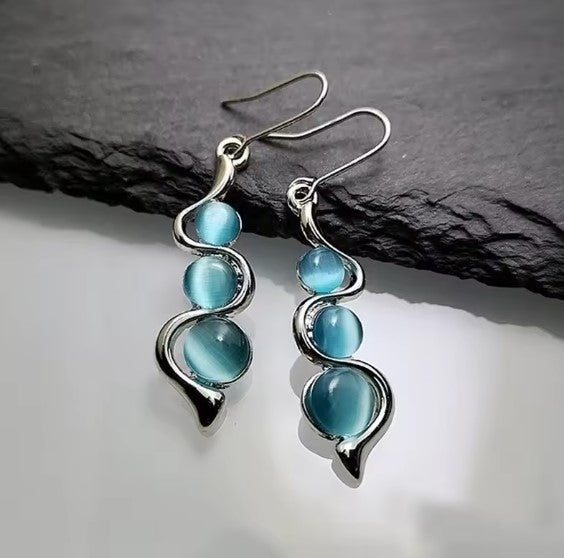 Classic Natural Stones Dangle Silver Earrings