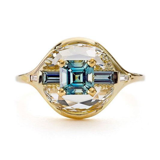 Vintage Blue Zirconia Eye Gold Ring-Vickis Jewelry