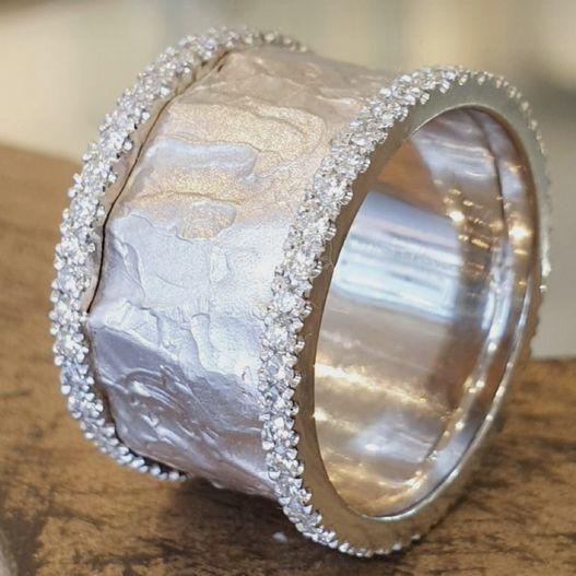 Vintage Silvered Zirconia Ring-Vickis Jewelry