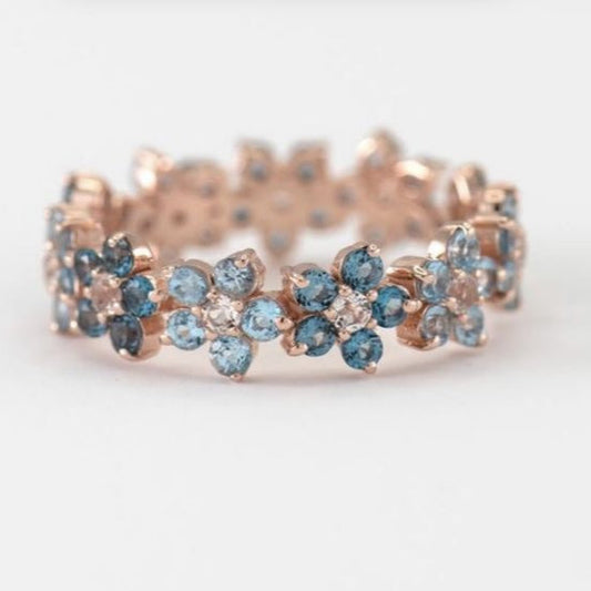 Vintage Blue Daisy Rose Ring-Vickis Jewelry