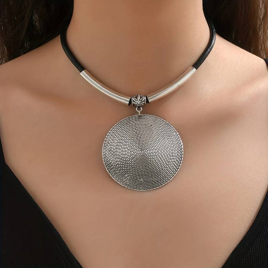 Vintage Rounded Silver Plated Necklace-Vickis Jewelry