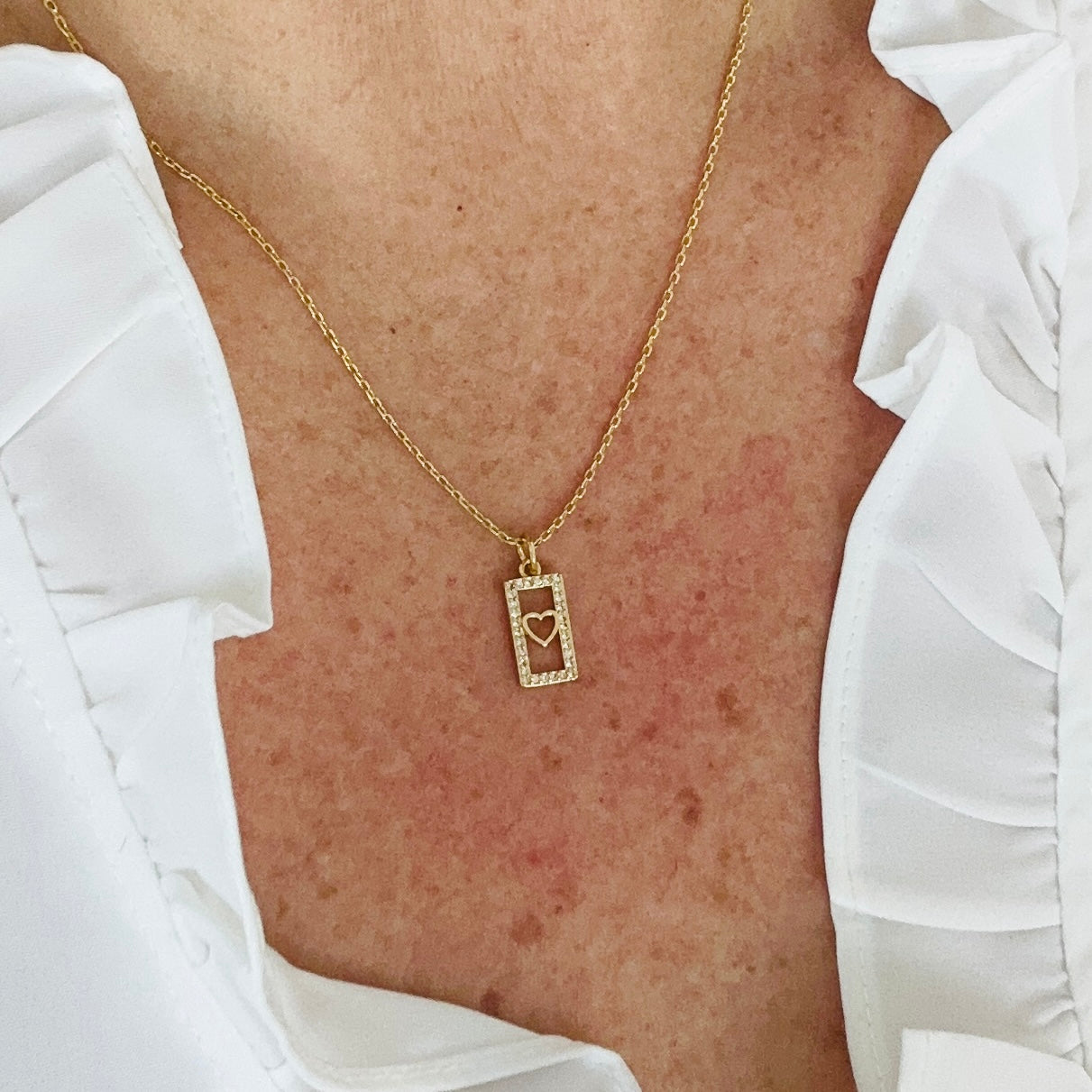 Carita Dainty Heart Tag Necklace-Vickis Jewelry
