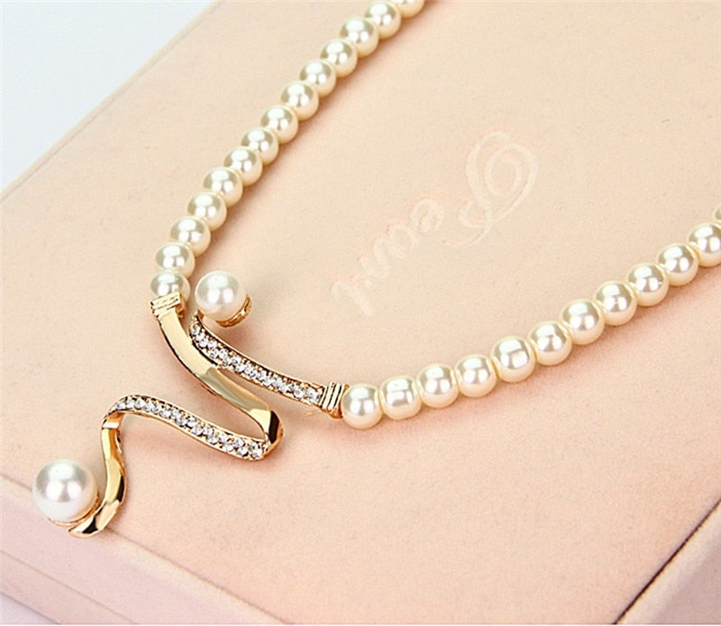 Natural Pearl Necklace + Earrings Set-Vickis Jewelry