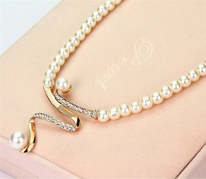 Natural Pearl Necklace + Earrings Set-Vickis Jewelry