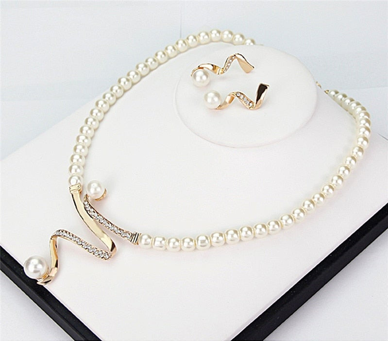 Natural Pearl Necklace + Earrings Set-Vickis Jewelry