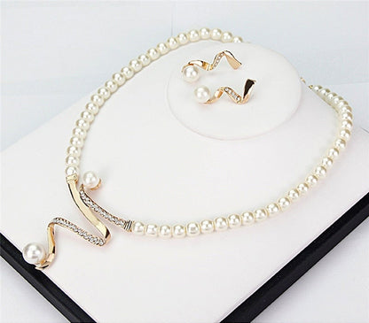 Natural Pearl Necklace + Earrings Set-Vickis Jewelry