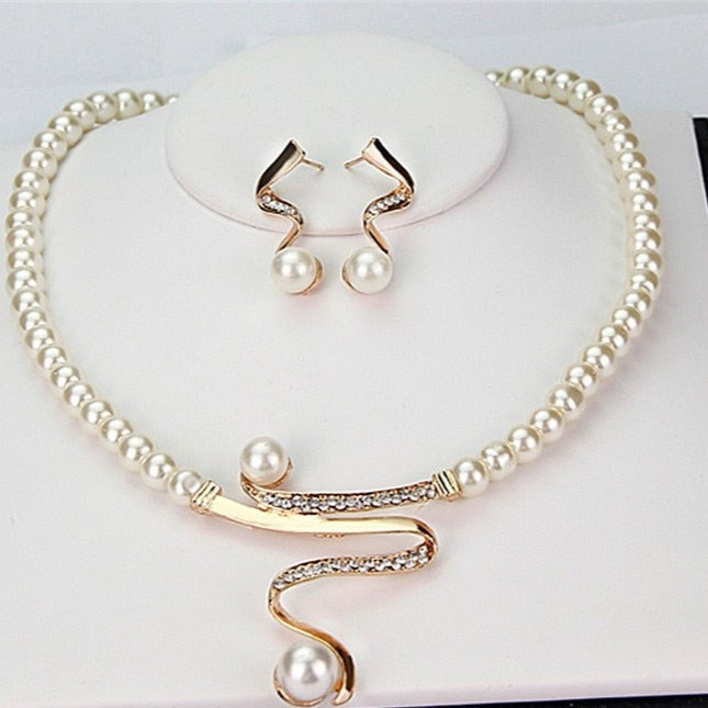 Natural Pearl Necklace + Earrings Set-Vickis Jewelry