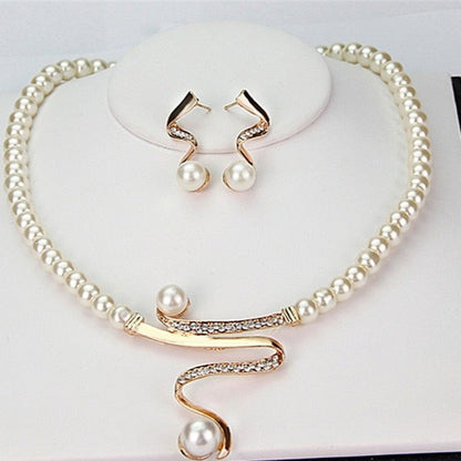 Natural Pearl Necklace + Earrings Set-Vickis Jewelry