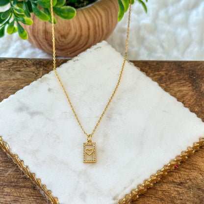 Carita Dainty Heart Tag Necklace-Vickis Jewelry