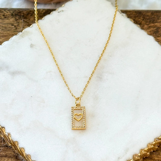 Carita Dainty Heart Tag Necklace-Vickis Jewelry