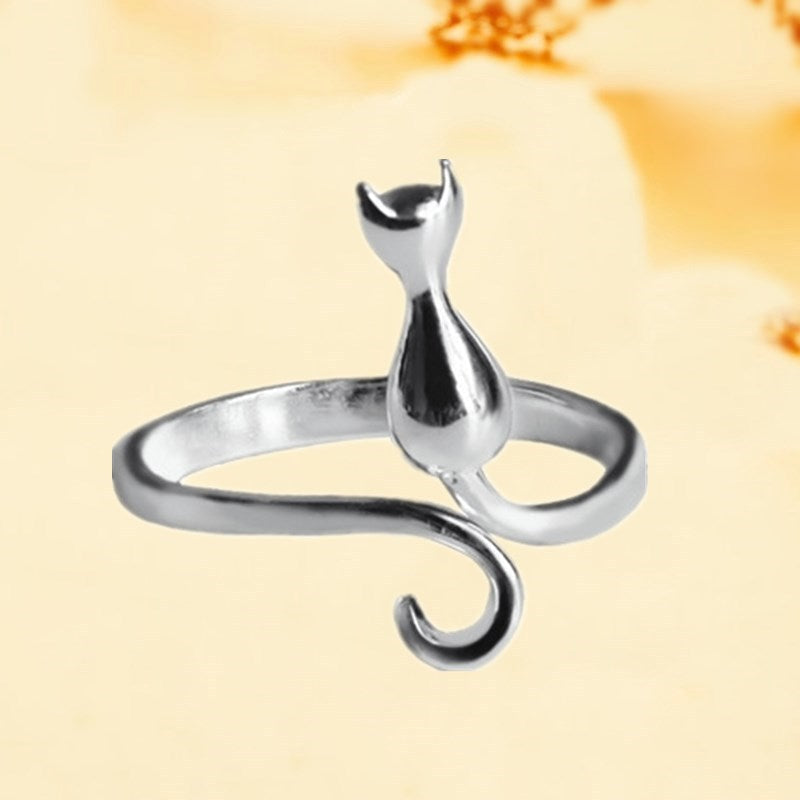 925 Sterling Silver Adjustable Kitten Ring-Vickis Jewelry
