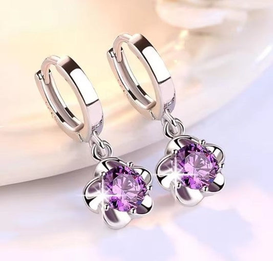 Classic Purple Zircon Earrings-Vickis Jewelry