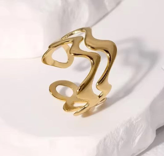 Classic Golden Wave Rings-Vickis Jewelry
