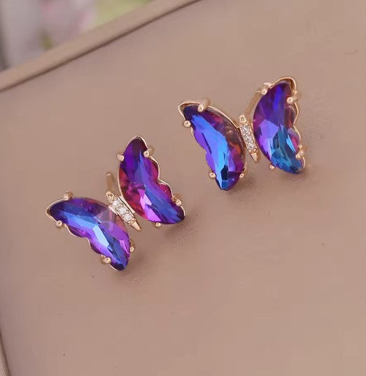 Classic Purple Butterfly Earrings-Vickis Jewelry