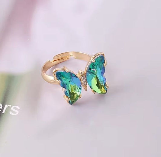 Classic Green Gradient Butterfly Ring-Vickis Jewelry