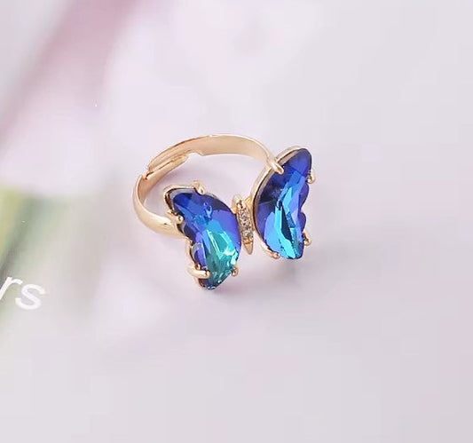 Classic Blue Gradient Butterfly Ring-Vickis Jewelry