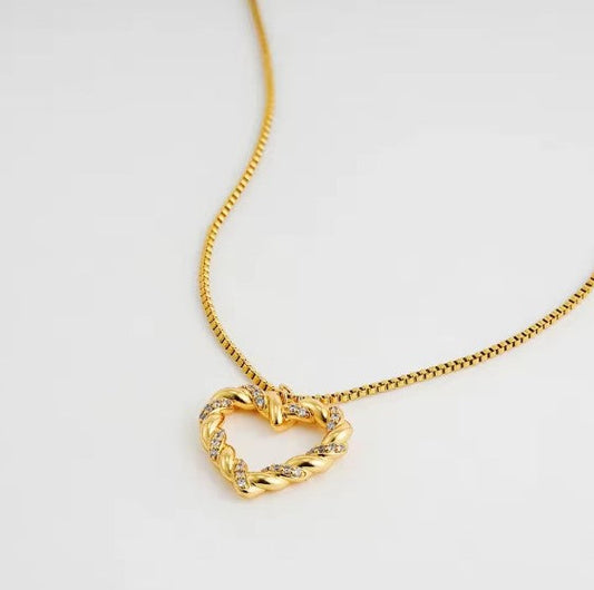 Vintage Chain Zircon Gold Necklace-Vickis Jewelry