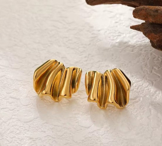 Classic Smooth Folded Gold Earrings-Vickis Jewelry