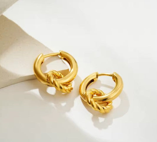 Charm Twisted Hoops Earrings-Vickis Jewelry
