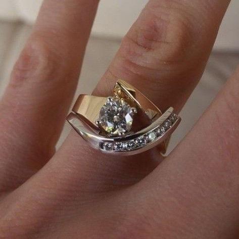 Vintage Irregular Gold & Silver Zirconia Ring-Vickis Jewelry