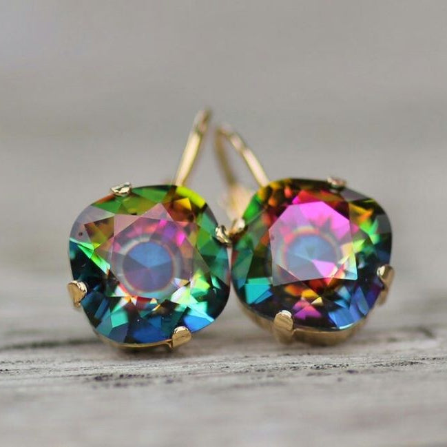 Vintage Rainbow Zirconia Earrings-Vickis Jewelry