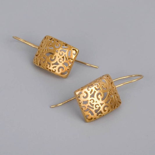 Golden Hollow Ivy Earrings-Vickis Jewelry
