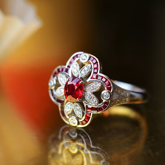 Vintage Bright Red Zirconia Ring-Vickis Jewelry