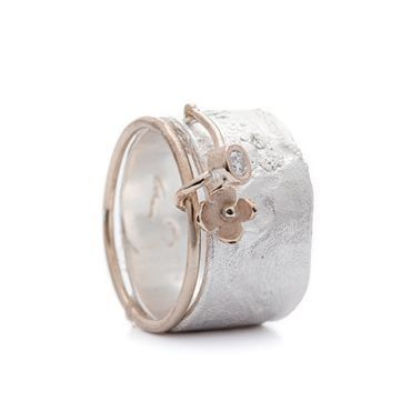 Vintage Pink Silver Flower Ring-Vickis Jewelry
