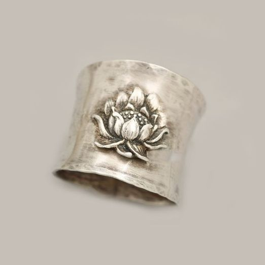 Vintage Silver Lotus Ring-Vickis Jewelry
