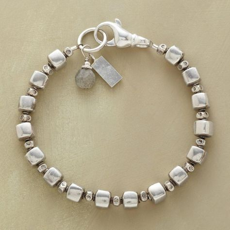 Vintage Silver Cubic Beads Bracelet-Vickis Jewelry
