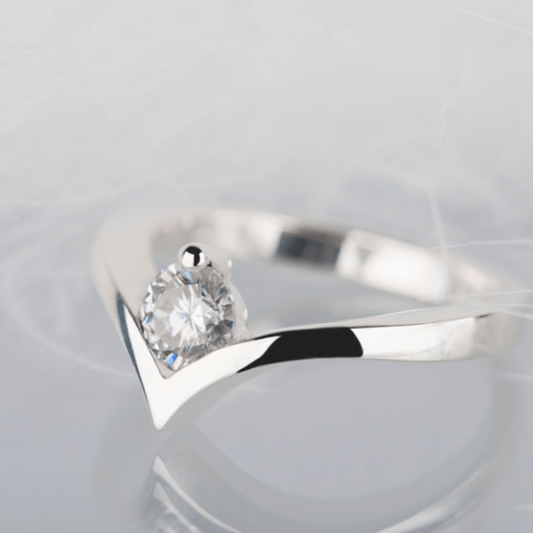 Vintage Pointed Silver Zirconia Ring-Vickis Jewelry