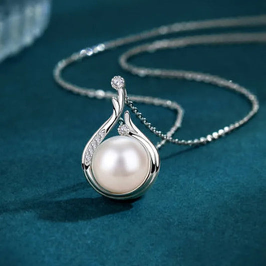 Vintage Silver Teardrop Pearl Necklace-Vickis Jewelry