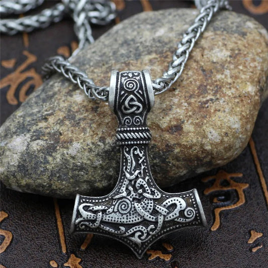 Silver Viking Thor���s Amulet Necklace-Vickis Jewelry